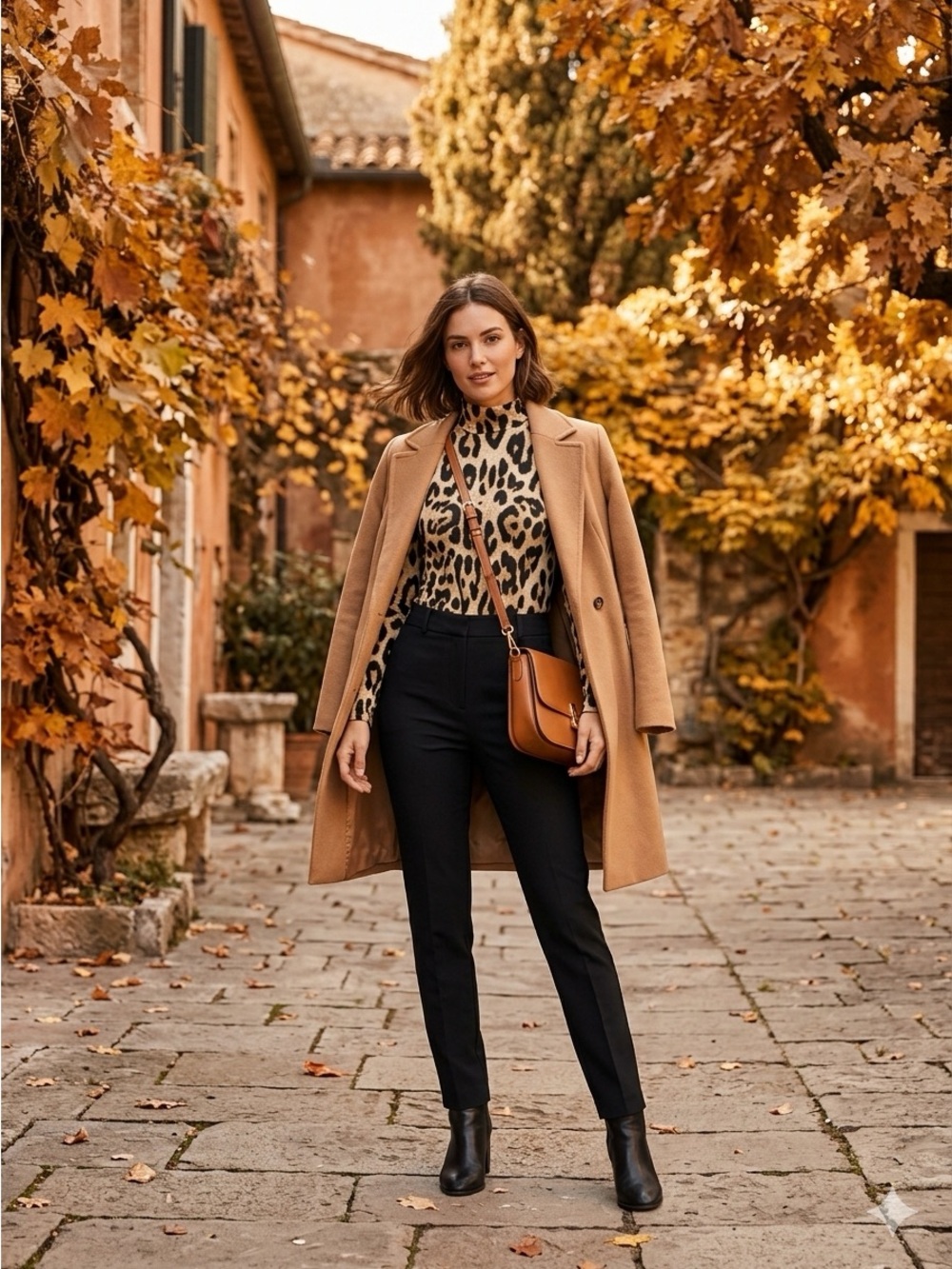 H&M Hennes Collection Leopard Print Open Back Mock Neck Top - NWOT